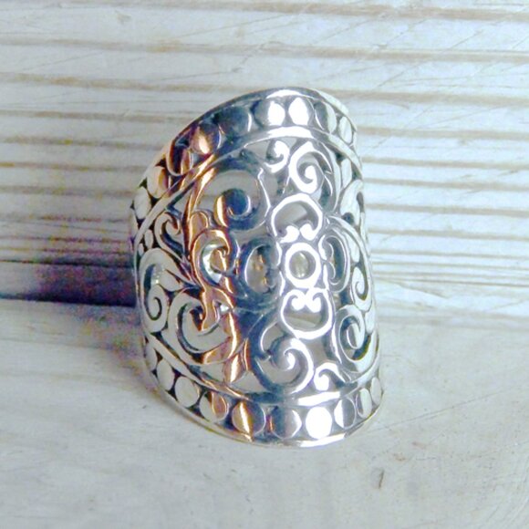 CIGAR BAND RING - Sterling Silver - Size 7.5 - Picture 4 of 5